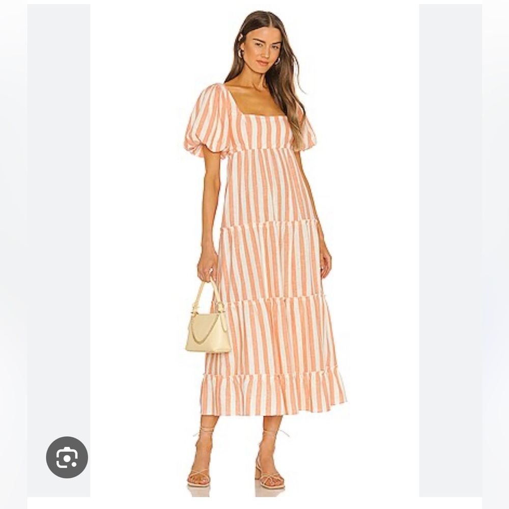 Sold Out Mumu Linds Midi Dress Orange Stripe